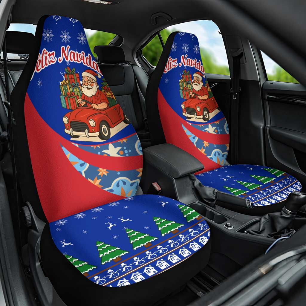 Cuba Christmas Car Seat Cover with Santa Driving Classic Car Cuban Seal Feliz Navidad and Holiday Gift - Wonder Print Shop