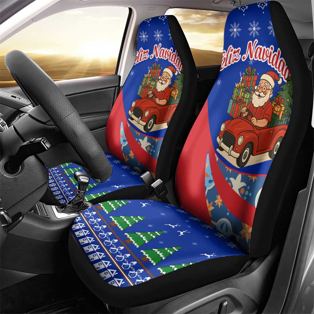 Cuba Christmas Car Seat Cover with Santa Driving Classic Car Cuban Seal Feliz Navidad and Holiday Gift - Wonder Print Shop