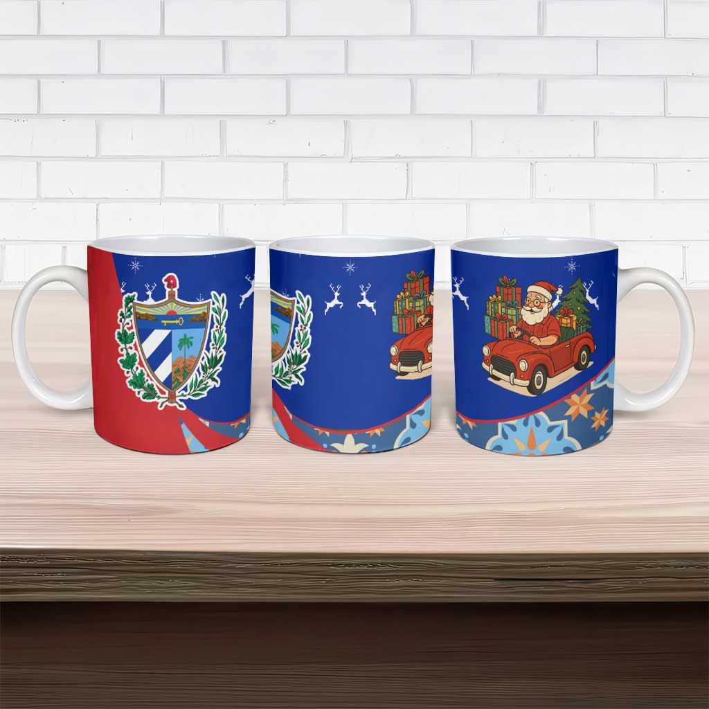 Cuba Christmas Ceramic Mug with Santa Driving Classic Car Cuban Seal Feliz Navidad and Holiday Gift - Wonder Print Shop
