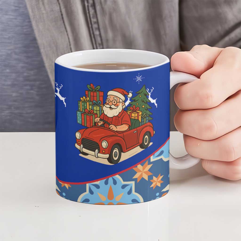 Cuba Christmas Ceramic Mug with Santa Driving Classic Car Cuban Seal Feliz Navidad and Holiday Gift - Wonder Print Shop