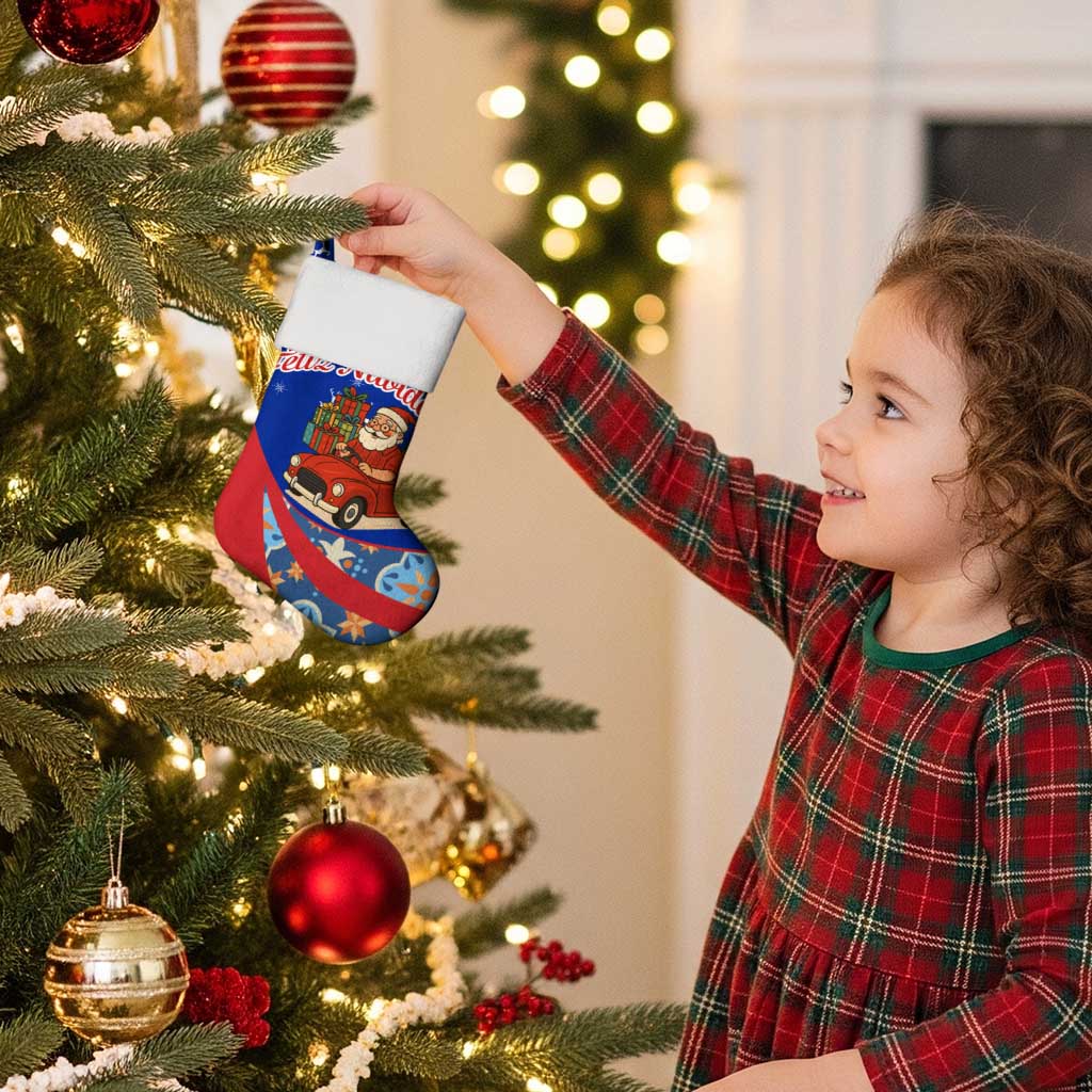 Cuba Christmas Stocking with Santa Driving Classic Car Cuban Seal Feliz Navidad and Holiday Gift - Wonder Print Shop