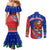Cuba Christmas Couples Matching Mermaid Dress and Long Sleeve Button Shirt with Santa Driving Classic Car Cuban Seal Feliz Navidad and Holiday Gift - Wonder Print Shop