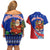 Cuba Christmas Couples Matching Off Shoulder Short Dress and Hawaiian Shirt with Santa Driving Classic Car Cuban Seal Feliz Navidad and Holiday Gift - Wonder Print Shop