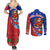 Cuba Christmas Couples Matching Summer Maxi Dress and Long Sleeve Button Shirt with Santa Driving Classic Car Cuban Seal Feliz Navidad and Holiday Gift - Wonder Print Shop