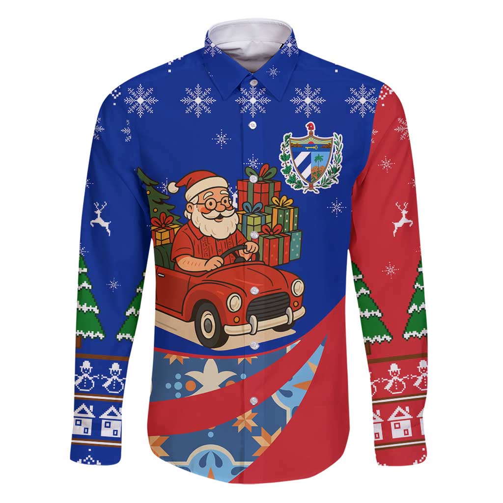 Cuba Christmas Family Matching Puletasi and Hawaiian Shirt with Santa Driving Classic Car Cuban Seal Feliz Navidad and Holiday Gift - Wonder Print Shop