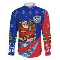 Cuba Christmas Family Matching Summer Maxi Dress and Hawaiian Shirt with Santa Driving Classic Car Cuban Seal Feliz Navidad and Holiday Gift - Wonder Print Shop
