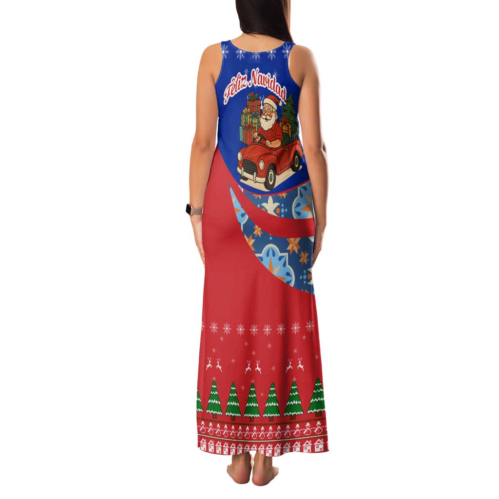 Cuba Christmas Family Matching Tank Maxi Dress and Hawaiian Shirt with Santa Driving Classic Car Cuban Seal Feliz Navidad and Holiday Gift - Wonder Print Shop