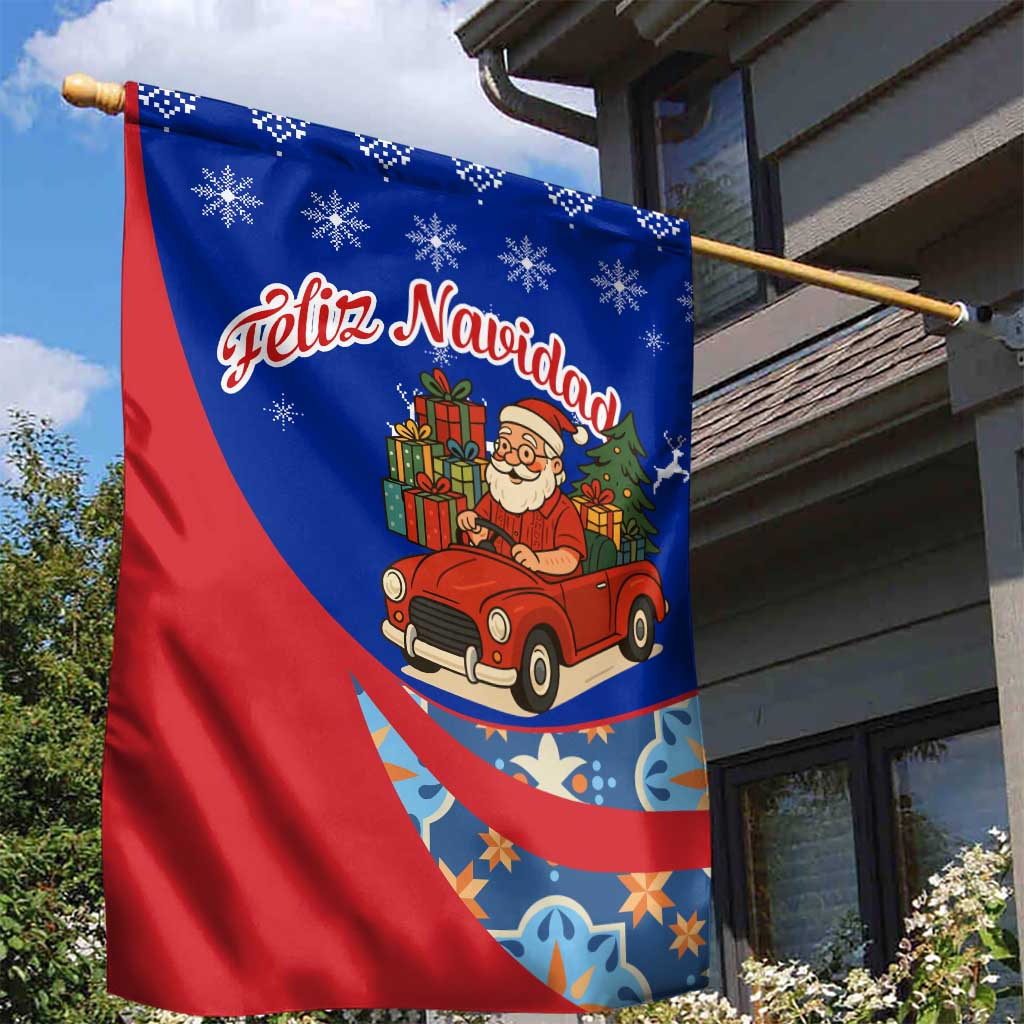 Cuba Christmas Garden Flag with Santa Driving Classic Car Cuban Seal Feliz Navidad and Holiday Gift - Wonder Print Shop