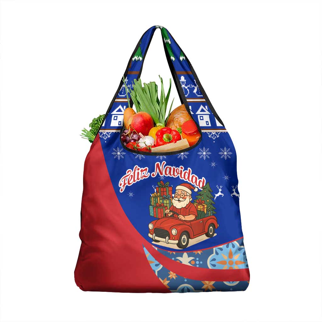 Cuba Christmas Grocery Bag with Santa Driving Classic Car Cuban Seal Feliz Navidad and Holiday Gift - Wonder Print Shop