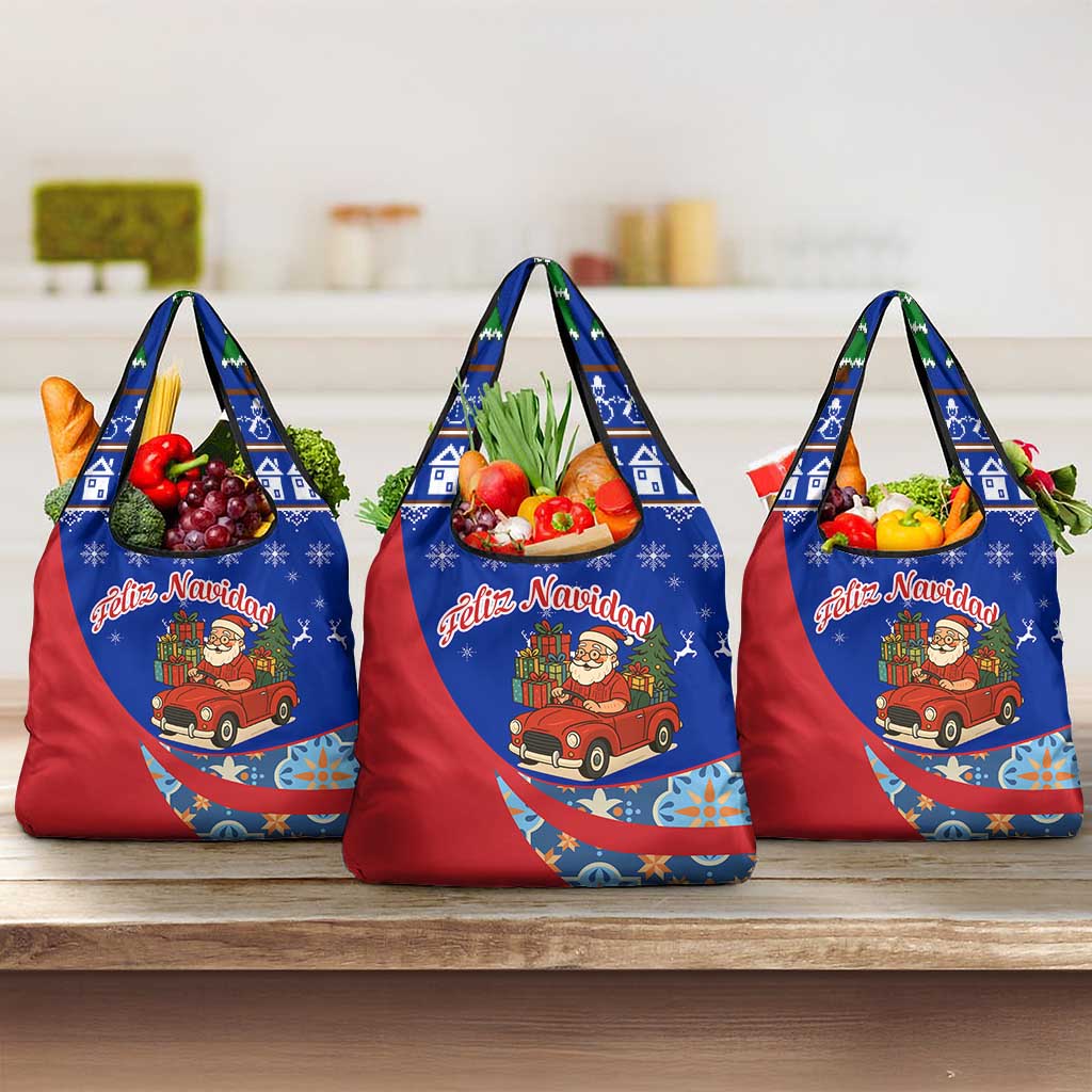 Cuba Christmas Grocery Bag with Santa Driving Classic Car Cuban Seal Feliz Navidad and Holiday Gift - Wonder Print Shop