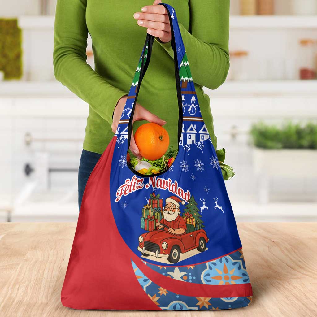 Cuba Christmas Grocery Bag with Santa Driving Classic Car Cuban Seal Feliz Navidad and Holiday Gift - Wonder Print Shop