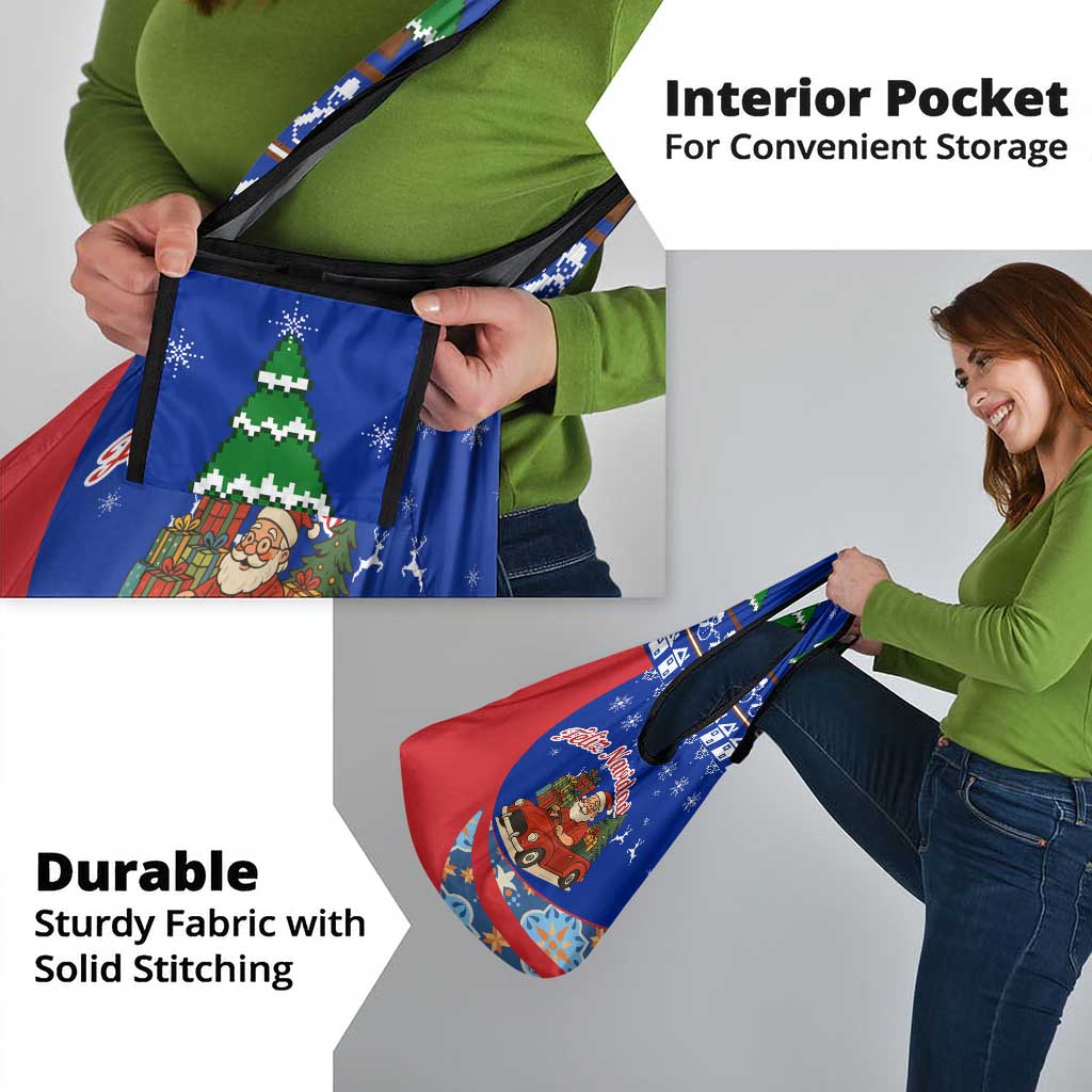 Cuba Christmas Grocery Bag with Santa Driving Classic Car Cuban Seal Feliz Navidad and Holiday Gift - Wonder Print Shop