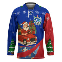 Cuba Christmas Hockey Jersey with Santa Driving Classic Car Cuban Seal Feliz Navidad and Holiday Gift - Wonder Print Shop
