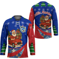 Cuba Christmas Hockey Jersey with Santa Driving Classic Car Cuban Seal Feliz Navidad and Holiday Gift - Wonder Print Shop