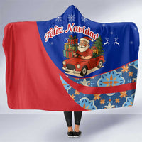Cuba Christmas Hooded Blanket with Santa Driving Classic Car Cuban Seal Feliz Navidad and Holiday Gift - Wonder Print Shop