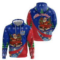 Cuba Christmas Hoodie with Santa Driving Classic Car Cuban Seal Feliz Navidad and Holiday Gift - Wonder Print Shop