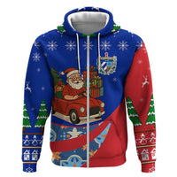 Cuba Christmas Hoodie with Santa Driving Classic Car Cuban Seal Feliz Navidad and Holiday Gift - Wonder Print Shop