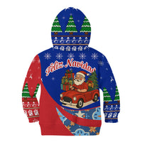 Cuba Christmas Kid Hoodie with Santa Driving Classic Car Cuban Seal Feliz Navidad and Holiday Gift - Wonder Print Shop