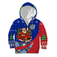 Cuba Christmas Kid Hoodie with Santa Driving Classic Car Cuban Seal Feliz Navidad and Holiday Gift - Wonder Print Shop