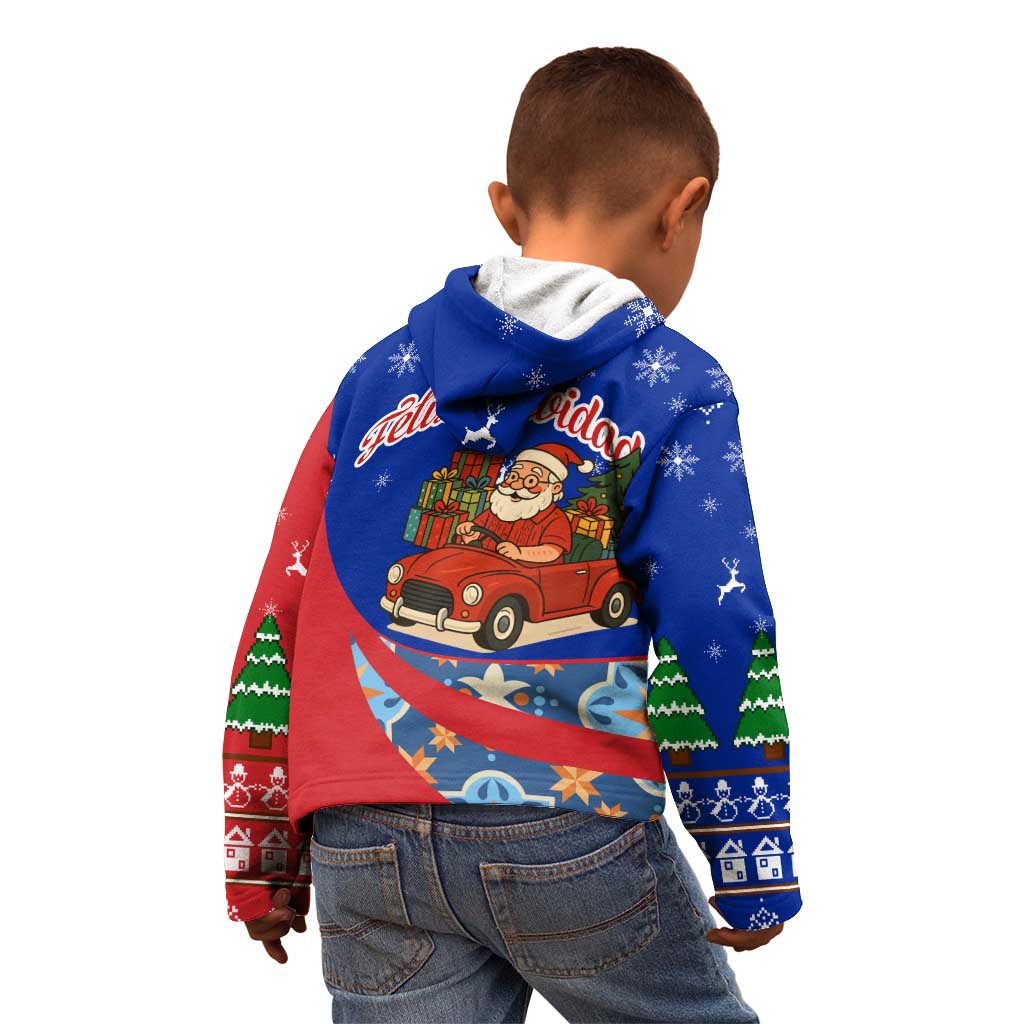 Cuba Christmas Kid Hoodie with Santa Driving Classic Car Cuban Seal Feliz Navidad and Holiday Gift - Wonder Print Shop