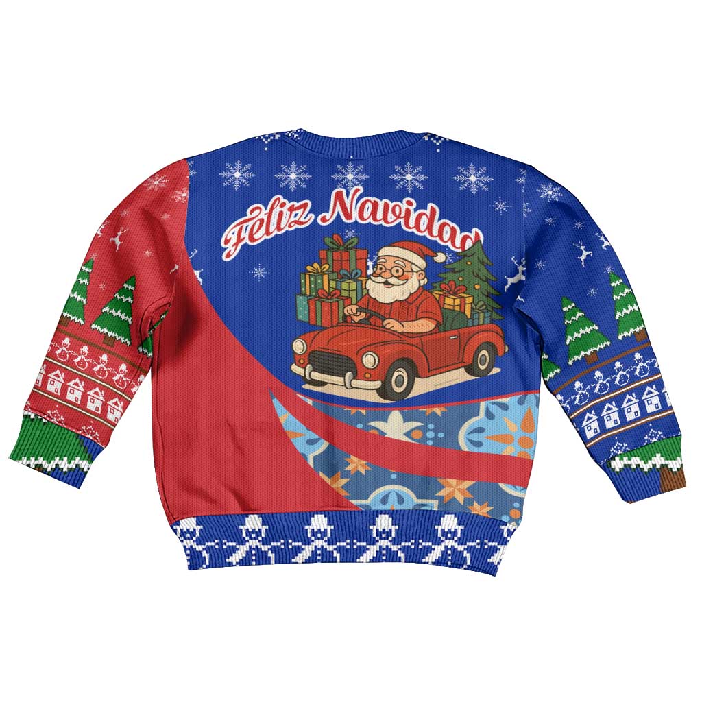 Cuba Christmas Kid Ugly Christmas Sweater with Santa Driving Classic Car Cuban Seal Feliz Navidad and Holiday Gift - Wonder Print Shop