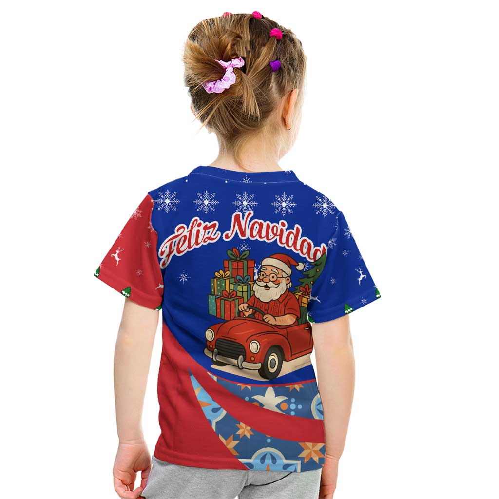 Cuba Christmas Kid T Shirt with Santa Driving Classic Car Cuban Seal Feliz Navidad and Holiday Gift - Wonder Print Shop