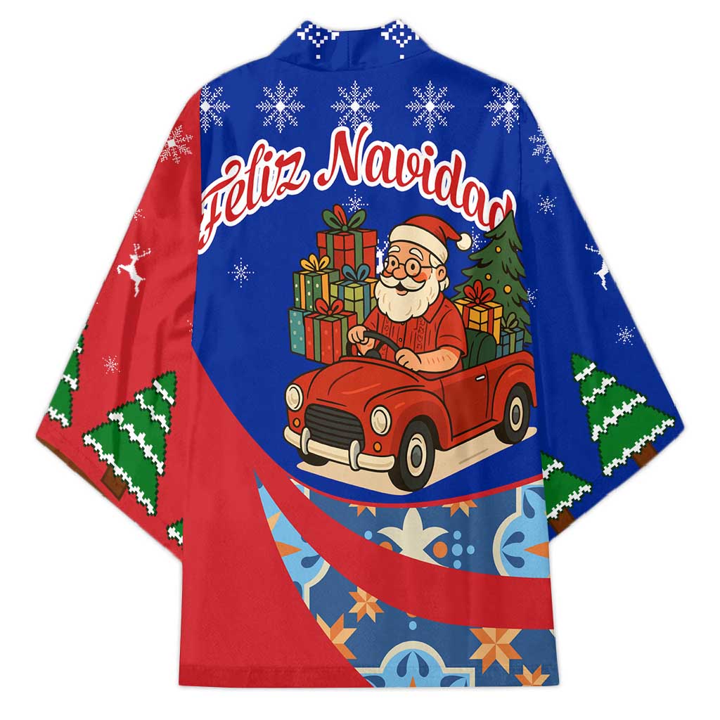 Cuba Christmas Kimono with Santa Driving Classic Car Cuban Seal Feliz Navidad and Holiday Gift - Wonder Print Shop