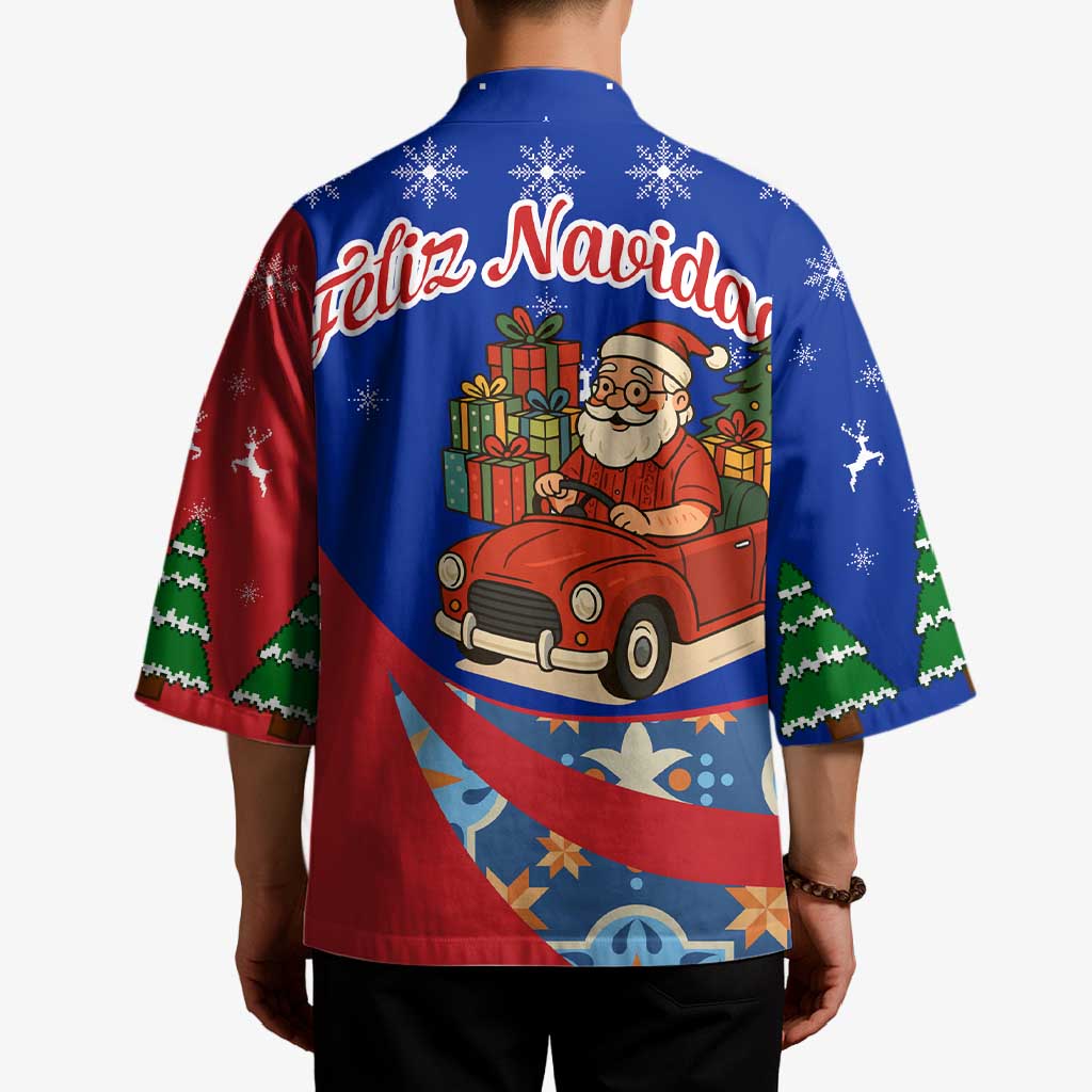 Cuba Christmas Kimono with Santa Driving Classic Car Cuban Seal Feliz Navidad and Holiday Gift - Wonder Print Shop