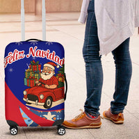 Cuba Christmas Luggage Cover with Santa Driving Classic Car Cuban Seal Feliz Navidad and Holiday Gift - Wonder Print Shop