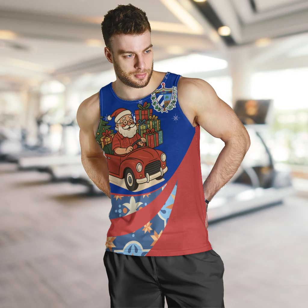 Cuba Christmas Men Tank Top with Santa Driving Classic Car Cuban Seal Feliz Navidad and Holiday Gift - Wonder Print Shop