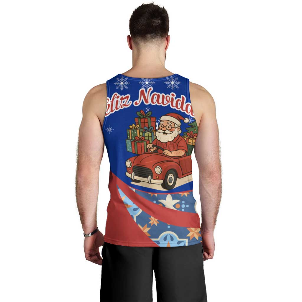 Cuba Christmas Men Tank Top with Santa Driving Classic Car Cuban Seal Feliz Navidad and Holiday Gift - Wonder Print Shop