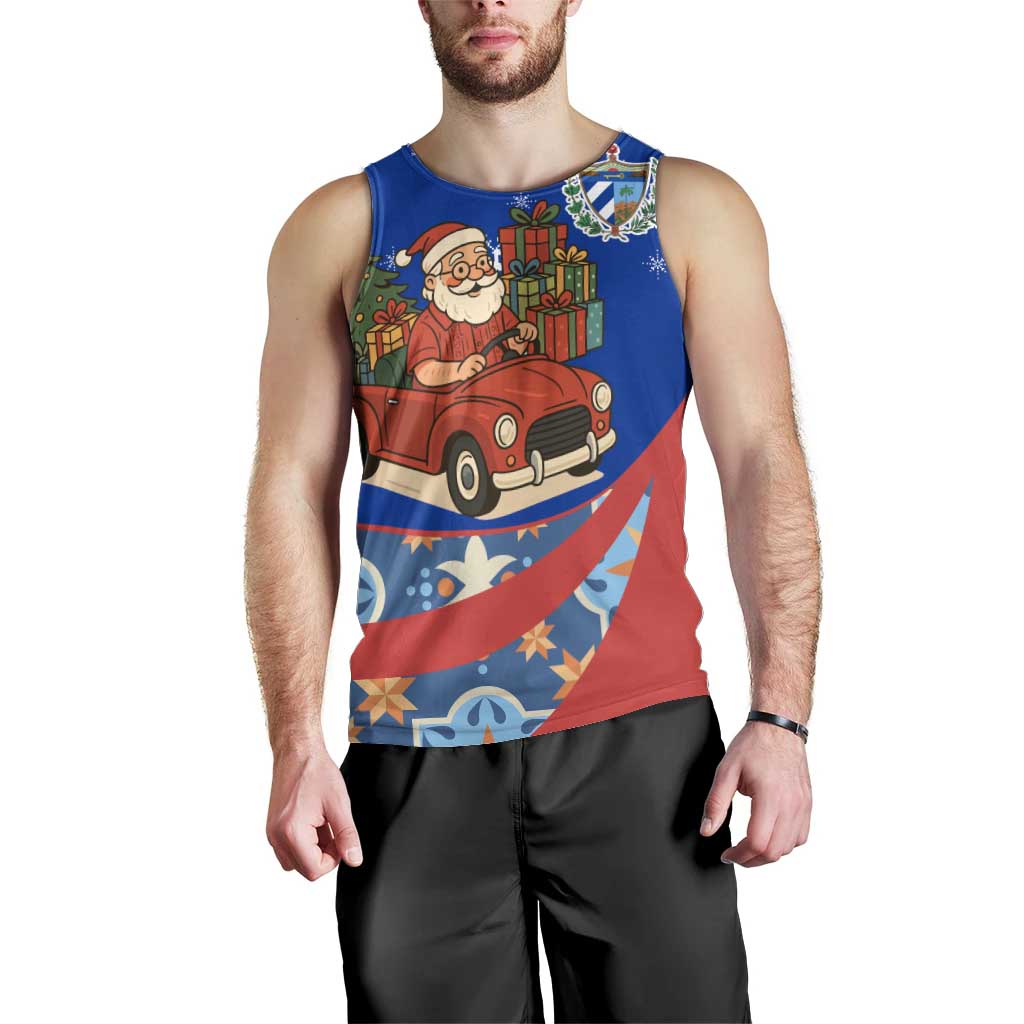 Cuba Christmas Men Tank Top with Santa Driving Classic Car Cuban Seal Feliz Navidad and Holiday Gift - Wonder Print Shop