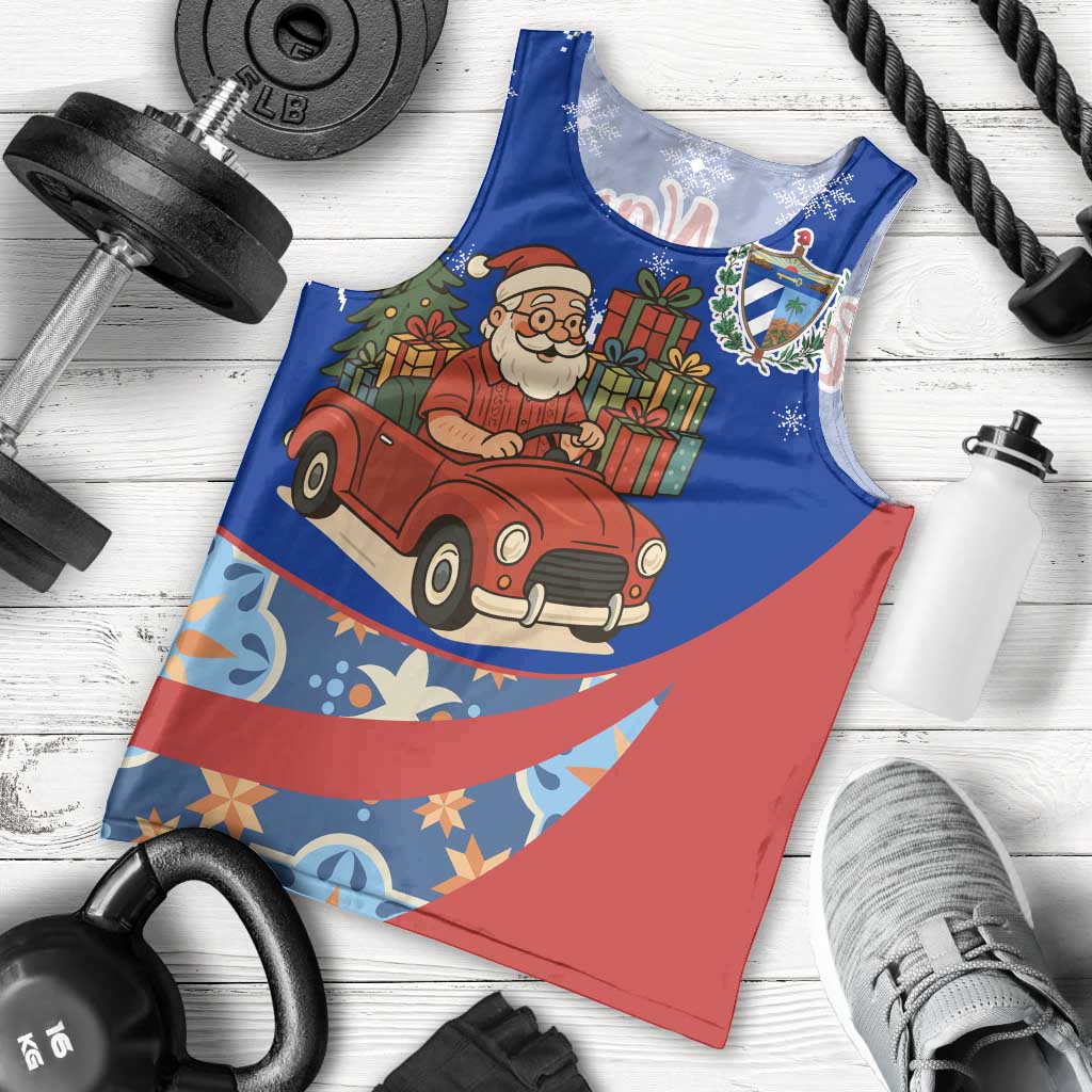 Cuba Christmas Men Tank Top with Santa Driving Classic Car Cuban Seal Feliz Navidad and Holiday Gift - Wonder Print Shop