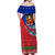 Cuba Christmas Off Shoulder Maxi Dress with Santa Driving Classic Car Cuban Seal Feliz Navidad and Holiday Gift - Wonder Print Shop