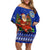 Cuba Christmas Off Shoulder Short Dress with Santa Driving Classic Car Cuban Seal Feliz Navidad and Holiday Gift - Wonder Print Shop