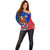 Cuba Christmas Off Shoulder Sweater with Santa Driving Classic Car Cuban Seal Feliz Navidad and Holiday Gift - Wonder Print Shop