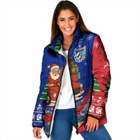 Cuba Christmas Padded Jacket with Santa Driving Classic Car Cuban Seal Feliz Navidad and Holiday Gift - Wonder Print Shop