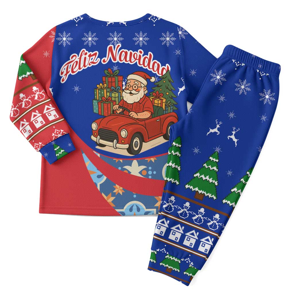 Cuba Christmas Pajama Set with Santa Driving Classic Car Cuban Seal Feliz Navidad and Holiday Gift - Wonder Print Shop