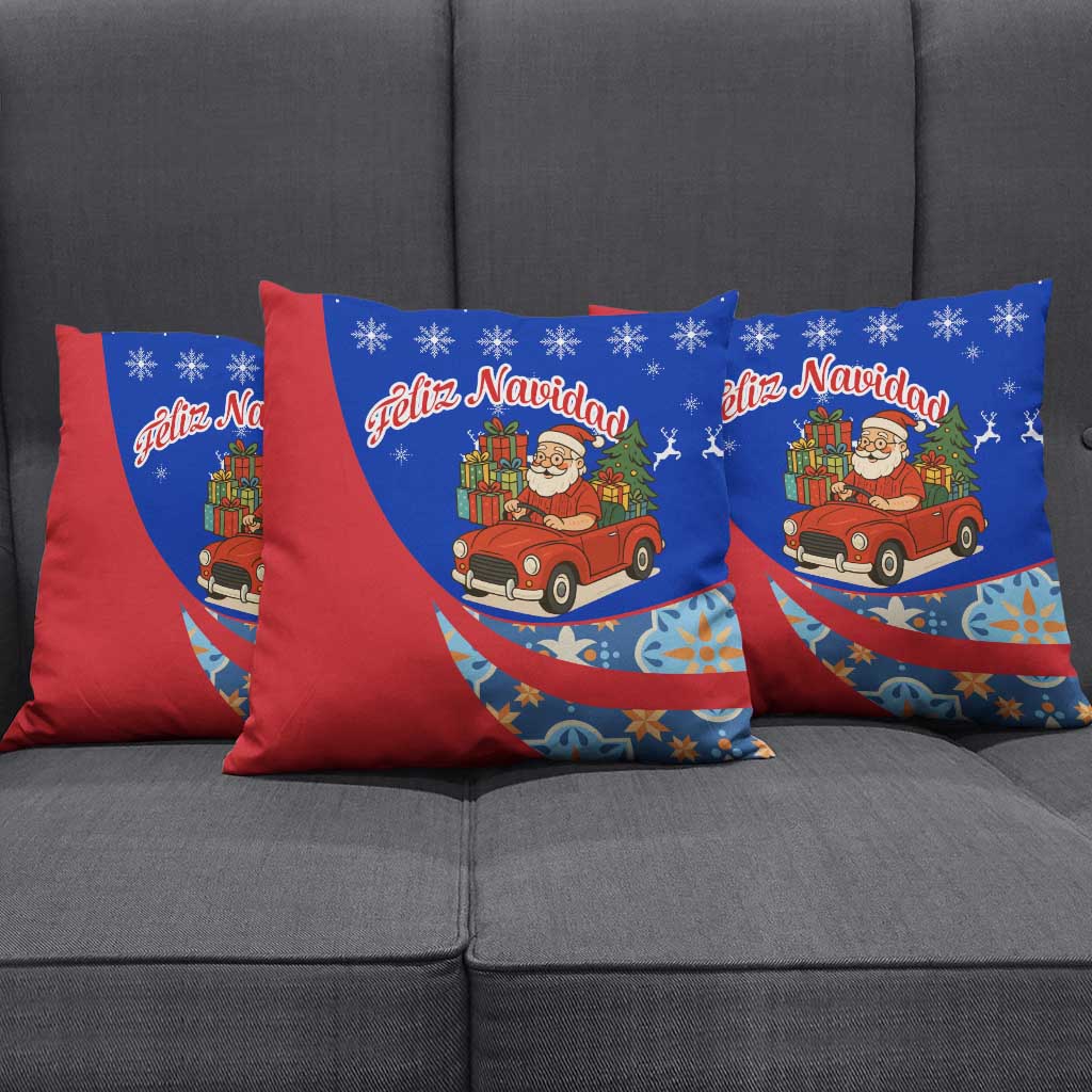 Cuba Christmas Pillow Cover with Santa Driving Classic Car Cuban Seal Feliz Navidad and Holiday Gift - Wonder Print Shop