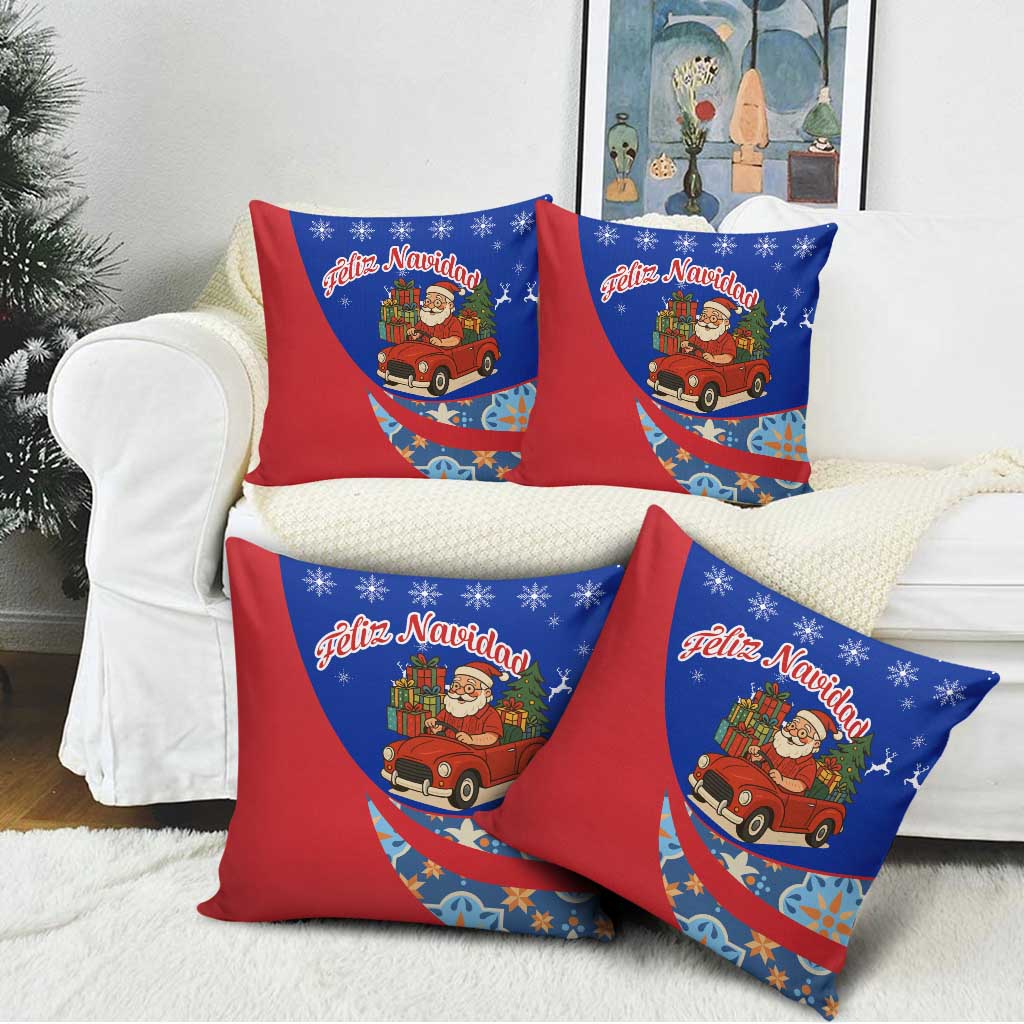 Cuba Christmas Pillow Cover with Santa Driving Classic Car Cuban Seal Feliz Navidad and Holiday Gift - Wonder Print Shop