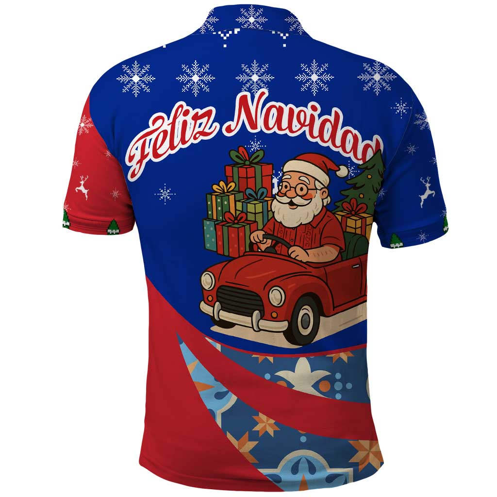 Cuba Christmas Polo Shirt with Santa Driving Classic Car Cuban Seal Feliz Navidad and Holiday Gift - Wonder Print Shop