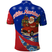 Cuba Christmas Polo Shirt with Santa Driving Classic Car Cuban Seal Feliz Navidad and Holiday Gift - Wonder Print Shop