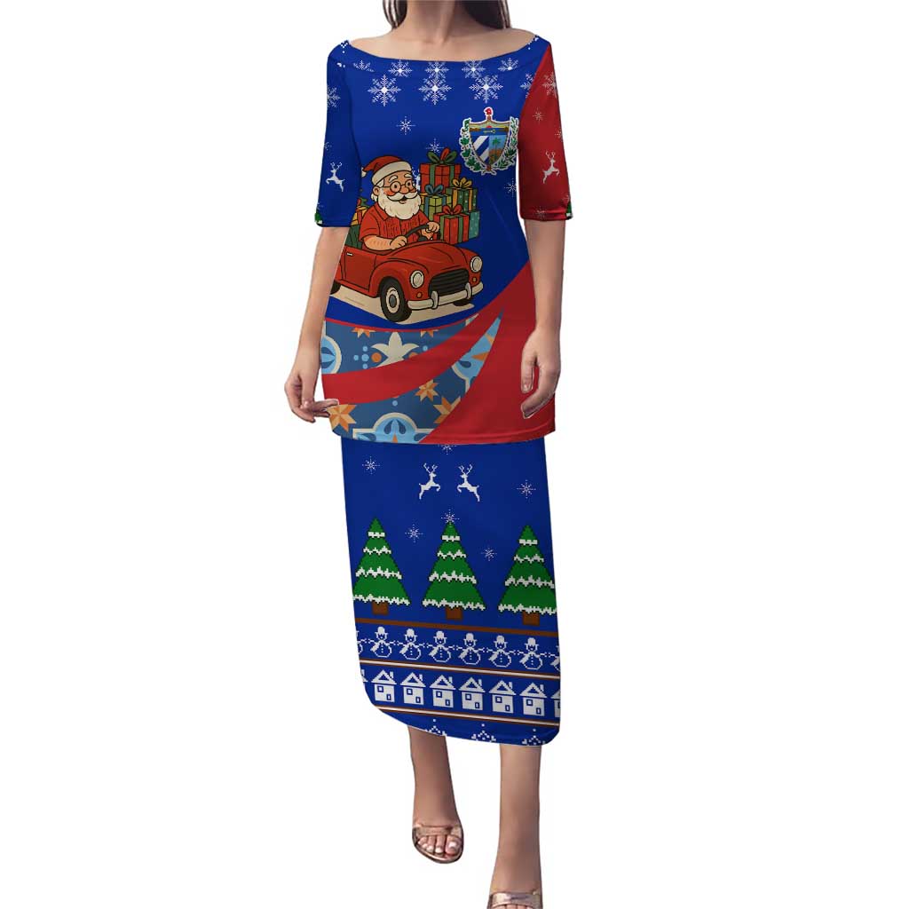 Cuba Christmas Puletasi with Santa Driving Classic Car Cuban Seal Feliz Navidad and Holiday Gift - Wonder Print Shop