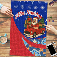 Cuba Christmas Puzzle with Santa Driving Classic Car Cuban Seal Feliz Navidad and Holiday Gift - Wonder Print Shop