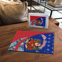 Cuba Christmas Puzzle with Santa Driving Classic Car Cuban Seal Feliz Navidad and Holiday Gift - Wonder Print Shop