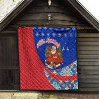 Cuba Christmas Quilt with Santa Driving Classic Car Cuban Seal Feliz Navidad and Holiday Gift - Wonder Print Shop
