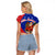 Cuba Christmas Raglan Cropped T Shirt with Santa Driving Classic Car Cuban Seal Feliz Navidad and Holiday Gift - Wonder Print Shop