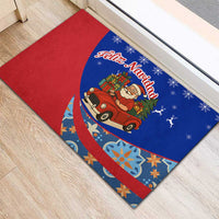 Cuba Christmas Rubber Doormat with Santa Driving Classic Car Cuban Seal Feliz Navidad and Holiday Gift - Wonder Print Shop