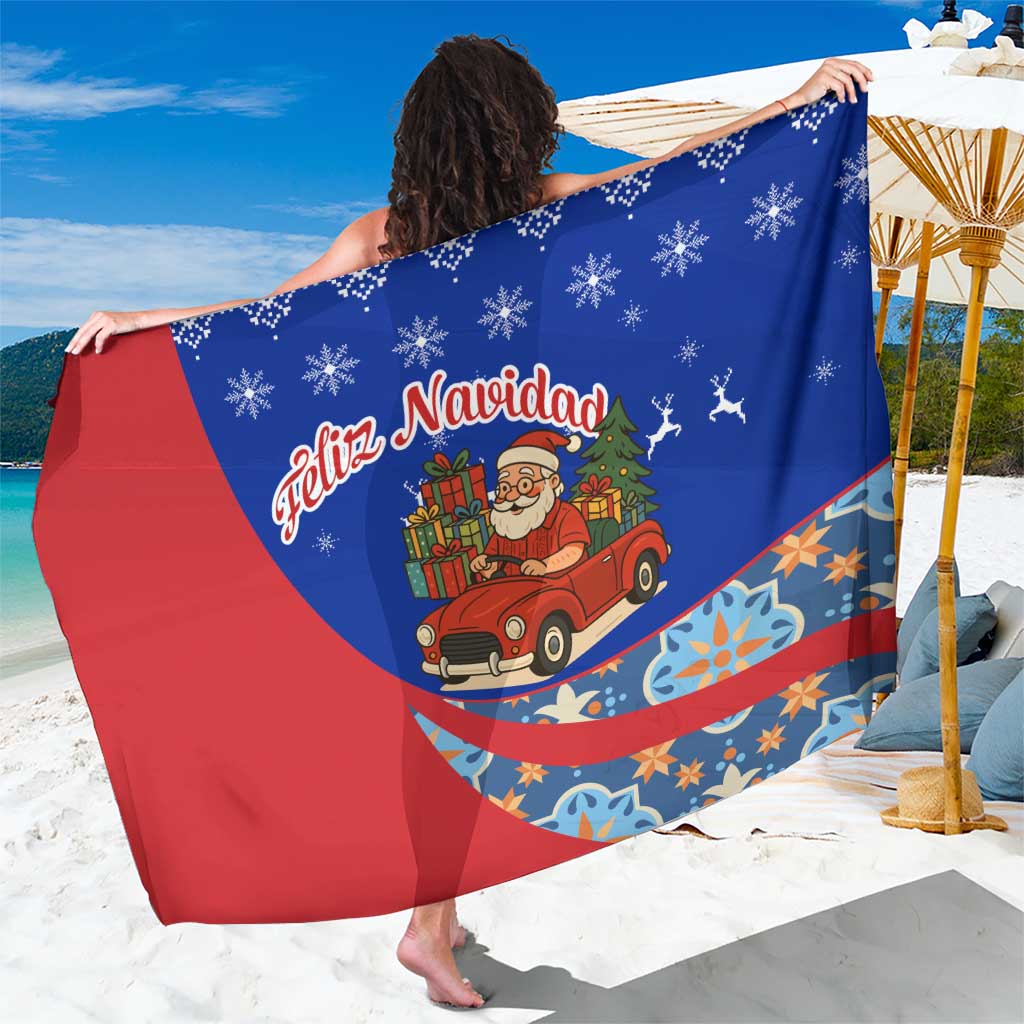 Cuba Christmas Sarong with Santa Driving Classic Car Cuban Seal Feliz Navidad and Holiday Gift - Wonder Print Shop