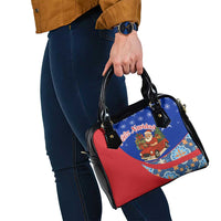 Cuba Christmas Shoulder Handbag with Santa Driving Classic Car Cuban Seal Feliz Navidad and Holiday Gift - Wonder Print Shop
